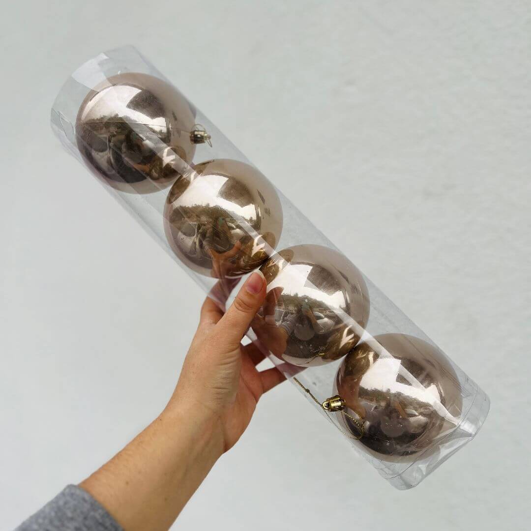 Bola Perolada Tubo Champanhe – 10cm | Kit com 4 Unidades