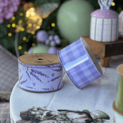 Fita Decorativa Aramada Xadrez Roxa 6,3cm x 9,14m