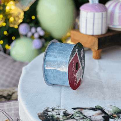 Fita Decorativa Aramada Azul 6,3cm x 9,14m