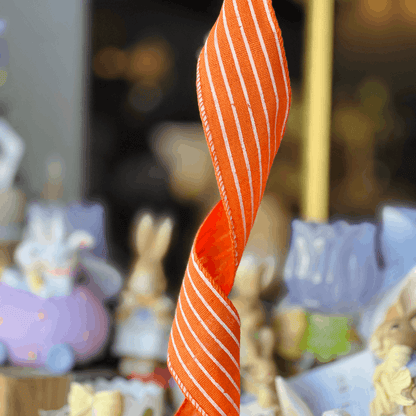 Fita Aramada Decorativa Listrada Laranja 6,3cm x 9,14m