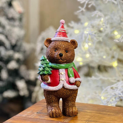 Urso Resina Com Pinheiro - Alt 24 Cm