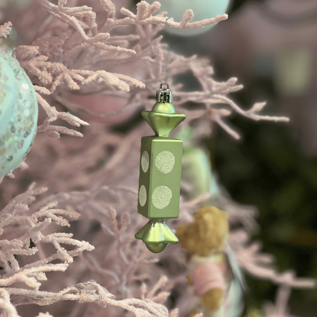 Jogo 3 Enfeites para Pendurar Natalino Balas Verde 12cm