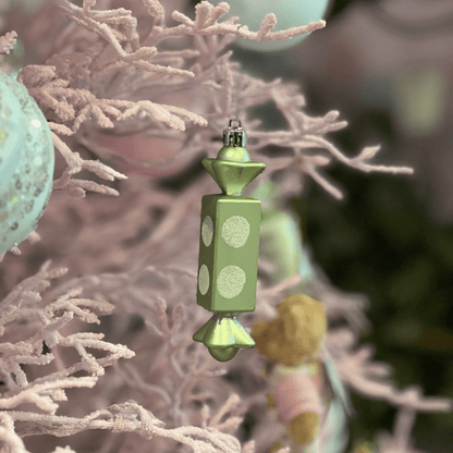 Jogo 3 Enfeites para Pendurar Natalino Balas Verde 12cm