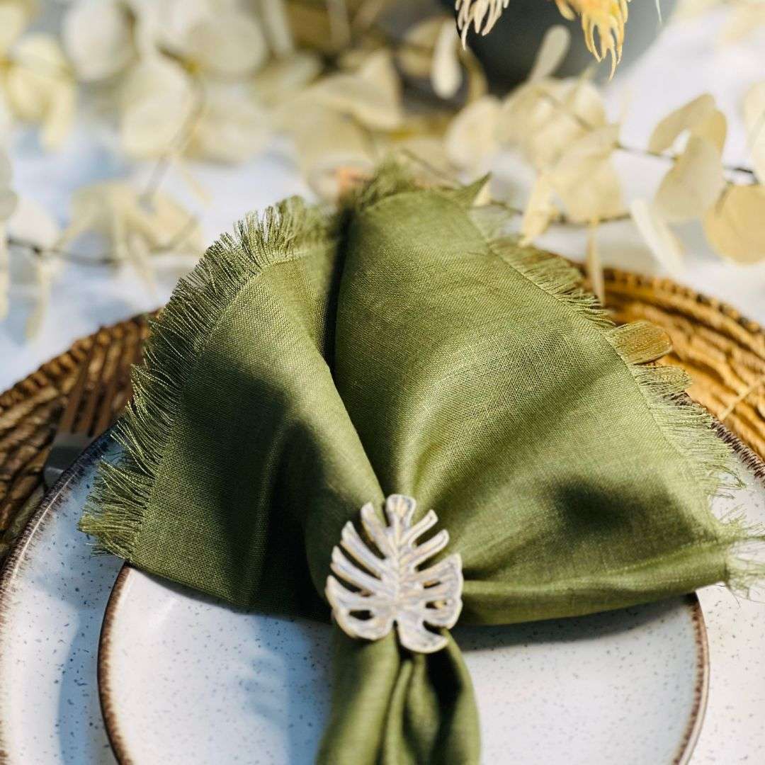 Guardanapo Linho Aisha Olive - 45cmx45cm