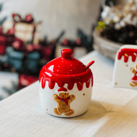 Açucareiro Natalino de Cerâmica Gingerbread 11cm