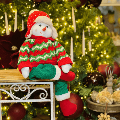 Boneco de Neve Natalino Sentado Com Tricot 65cm