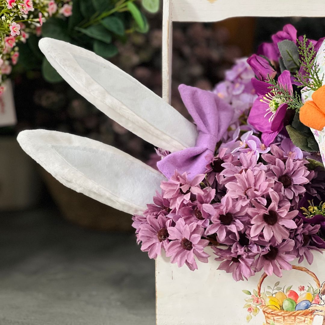 Kit Coelho Patas e Orelhas - Lilás Com Flores