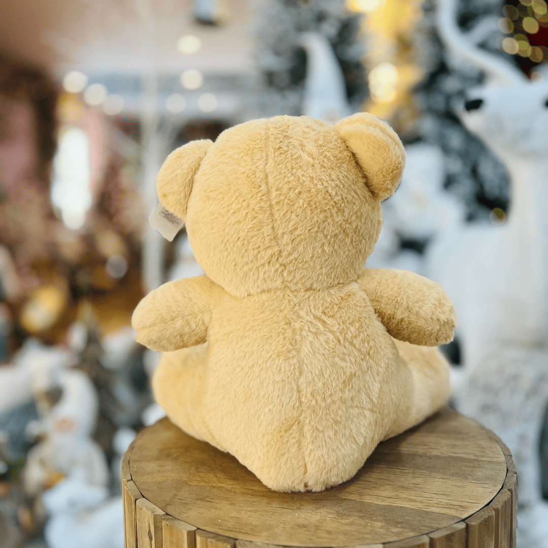 Urso de Pelucia Claro Com Lacinho Marrom 40cm