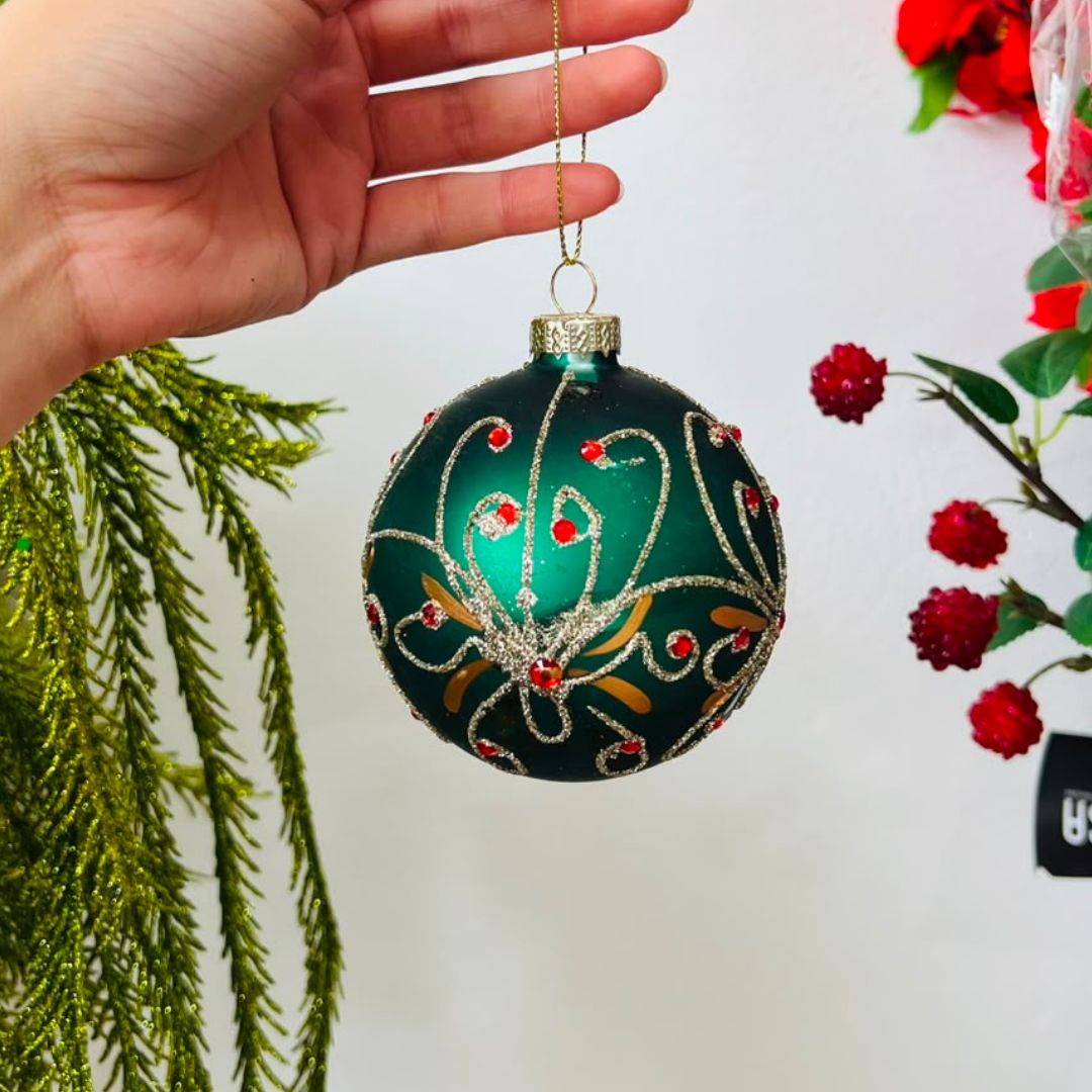 Bola Decorativa Natalina em Vidro Borossilicato Verde - 8 cm