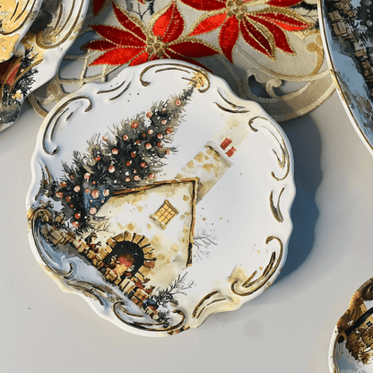 Prato de Sobremesa Noite de Neve de Cerâmica 20cm