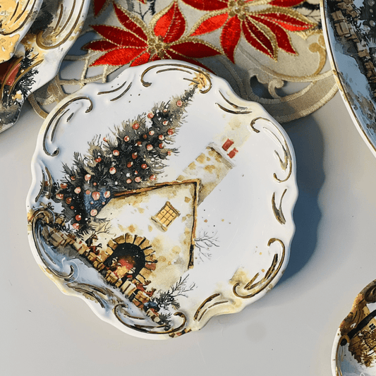 Prato de Sobremesa Noite de Neve de Cerâmica 20cm