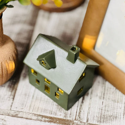 Casa de Cerâmica Com Led - 8,5x6,5x9cm Verde