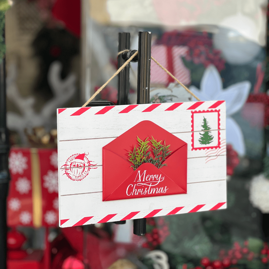 Placa Decorativa Natalina Carta Ao Noel 35,5x2,5x22cm