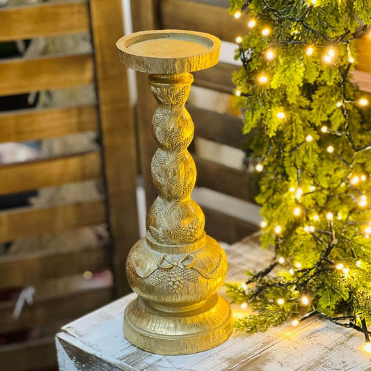 Porta-Vela Dourado em Resina – 30cm