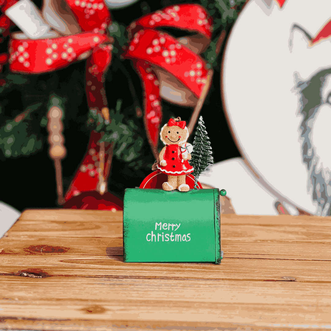 Caixa de Correio Gingerbread para Pendurar Verde 12x8x6cm