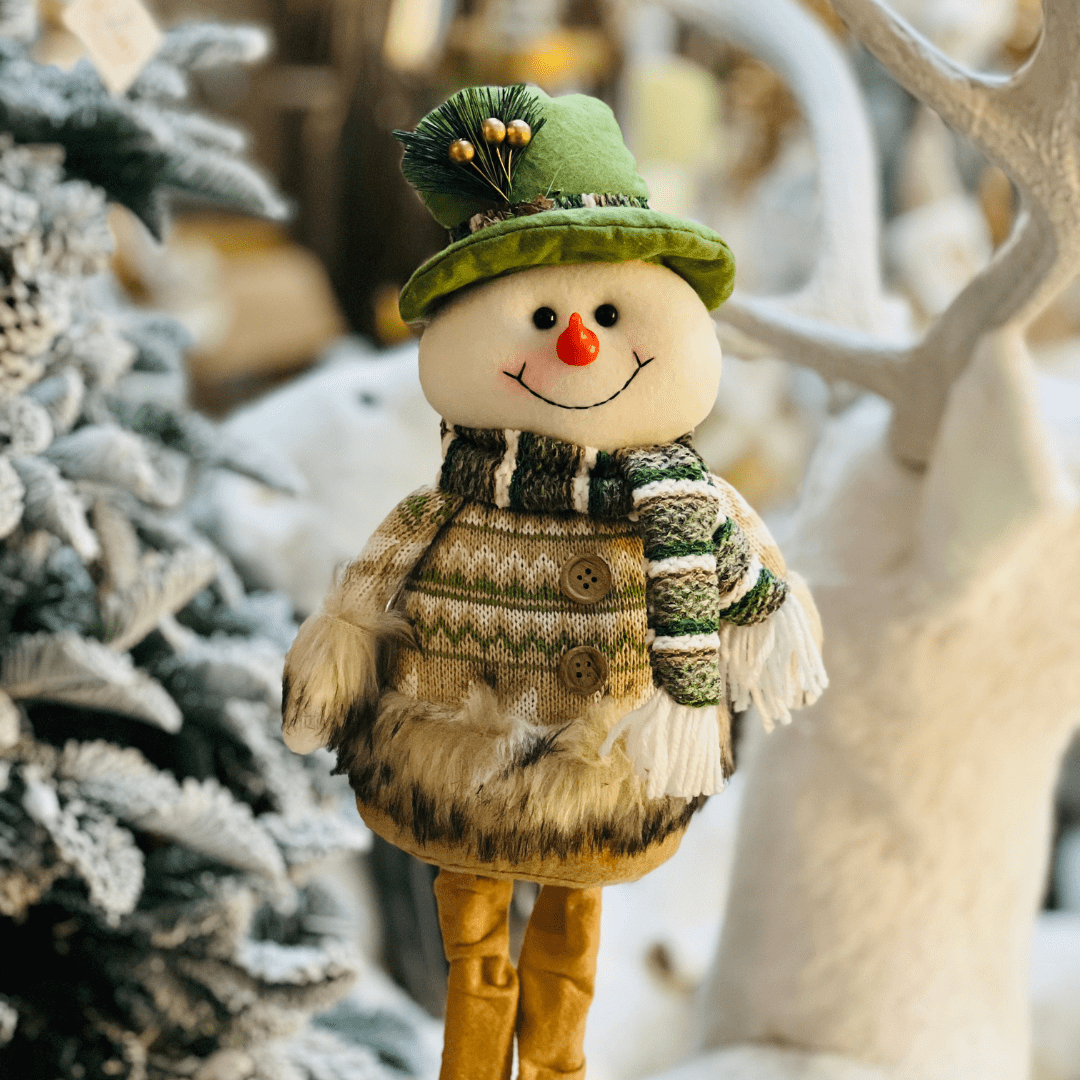 Boneco de Neve Natalino Em Pé Verde 53cm