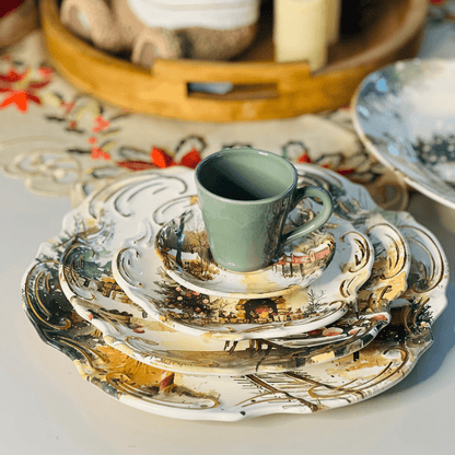 Prato Raso Noite de Neve de Cerâmica 28cm