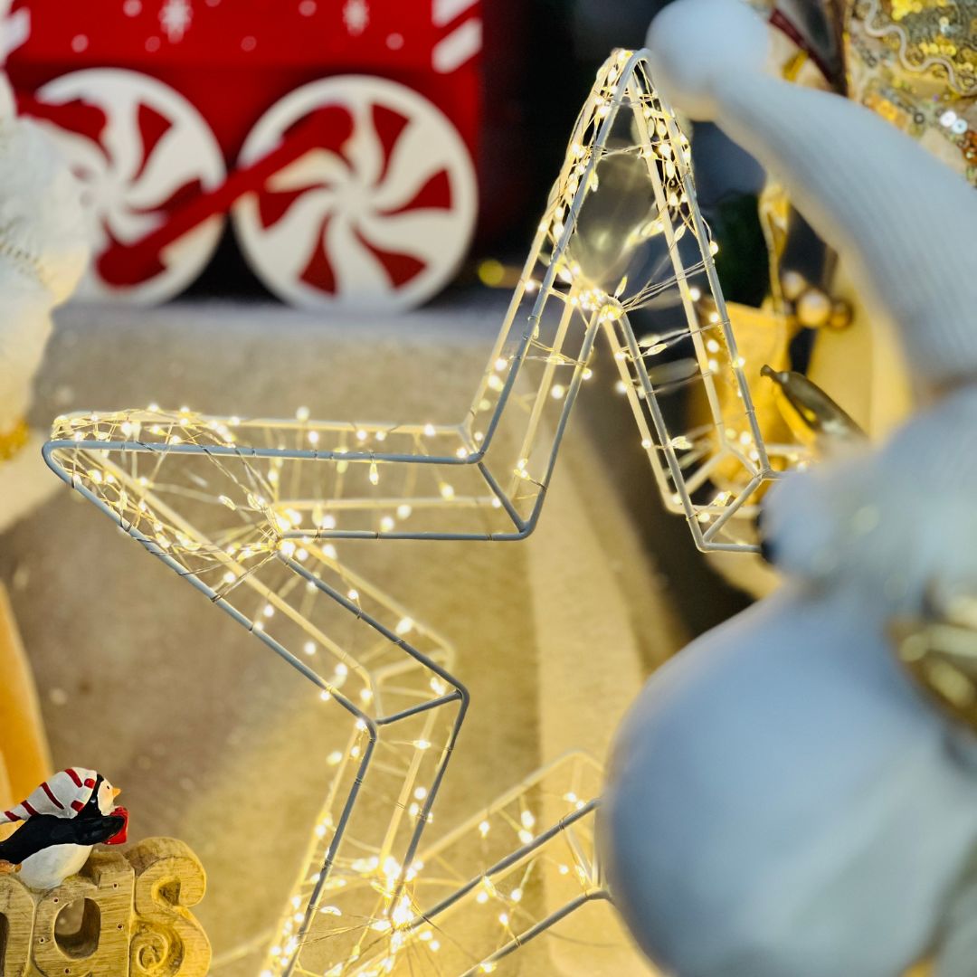 Estrela Decorativa 480 Led Bivolt Branco Quente - 38x6cm