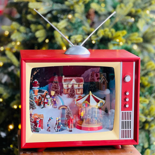 TV Natalina Com Luzes, Movimento e Som - 37,34x23,1x45cm