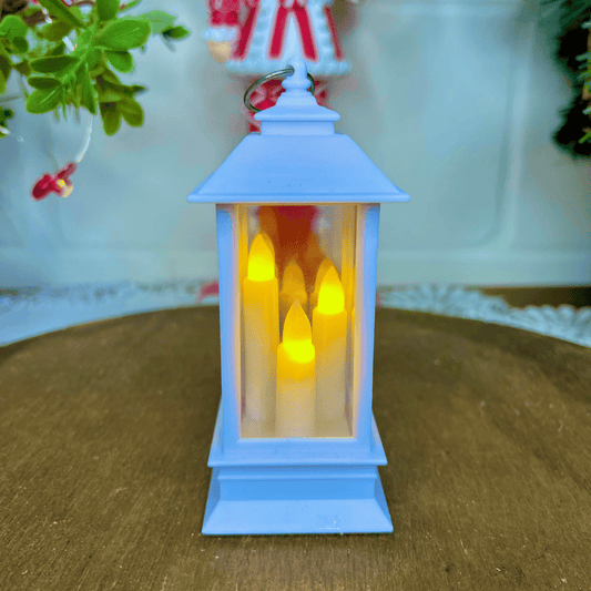 Lanterna Decorativa com Led e 03 Velas com Pilhas Branco 5,5x13cm