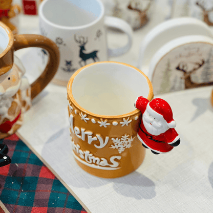 Caneca Natalina Merry Christmas de Cerâmica 400ml 13cm