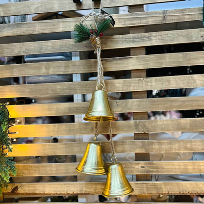 Enfeite Pendente Sinos Dourado e Marrom – 76cm