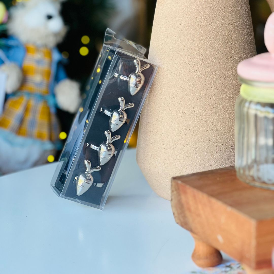 Porta Guardanapo Cenoura Metal - 4x5cm (prata)