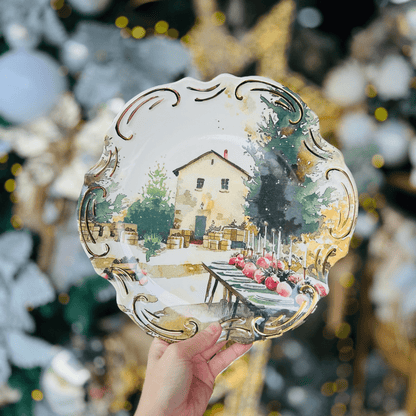 Prato Raso Noite de Neve de Cerâmica 28cm