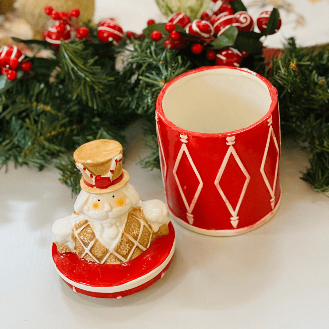 Pote Natalino Quebra Nozes Gingerbread de Cerâmica 28x13cm