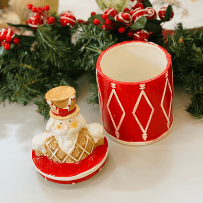 Pote Natalino Quebra Nozes Gingerbread de Cerâmica 28x13cm