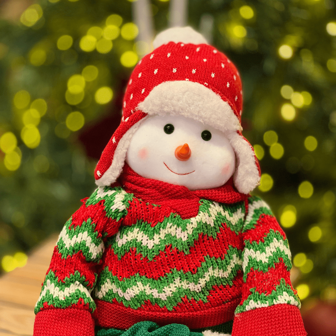 Boneco de Neve Natalino Sentado Com Tricot 65cm