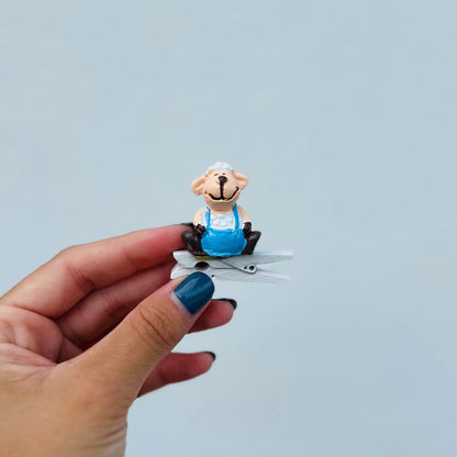 Jogo com 6 Prendedores de Ovelha - 3,1cm Azul