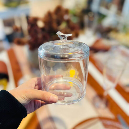 Pote de Cristal Ecológico Com Tampa Bird 10cmx13,5