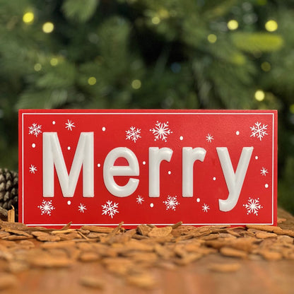 Natal Placa Decorativa com led - 13x3,8x28cm