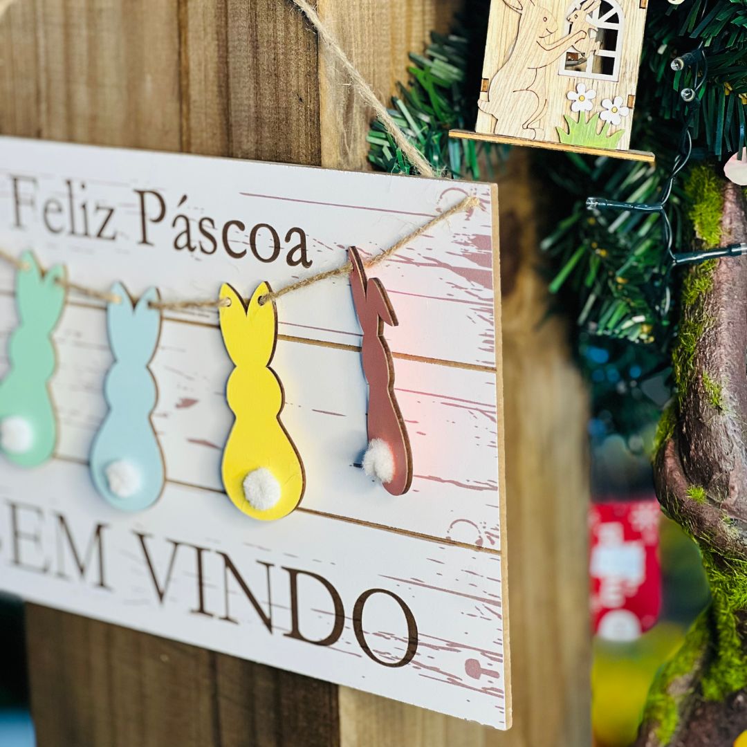 Placa Decorativa Bem Vindo - Colorido 35cm
