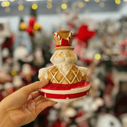 Pote Natalino Quebra Nozes Gingerbread de Cerâmica 28x13cm