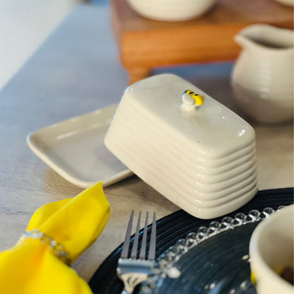Manteigueira de Porcelana Bee - 17cm