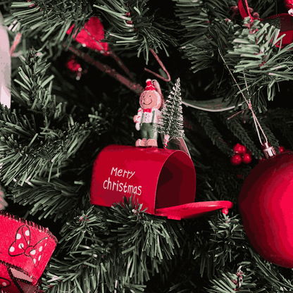 Caixa de Correio Gingerbread para Pendurar Vermelha 12x8x6cm