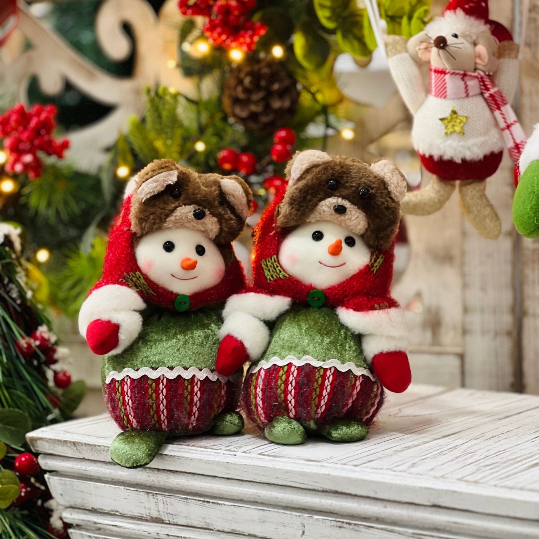 Boneco de Neve Vermelho e Verde - 17cm - Urso