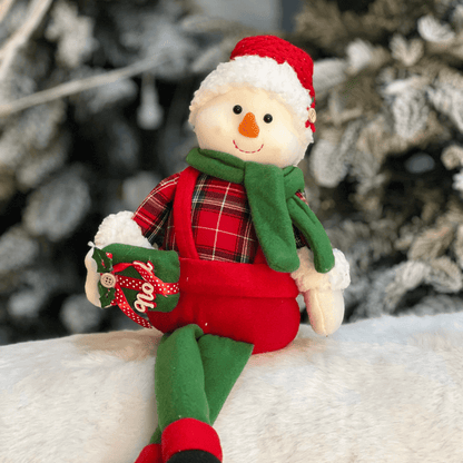 Boneco de Neve Natalino Com Presente Vermehlo e Verde 50cm