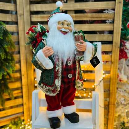 Papai Noel com Roupa Xadrez - 60 cm