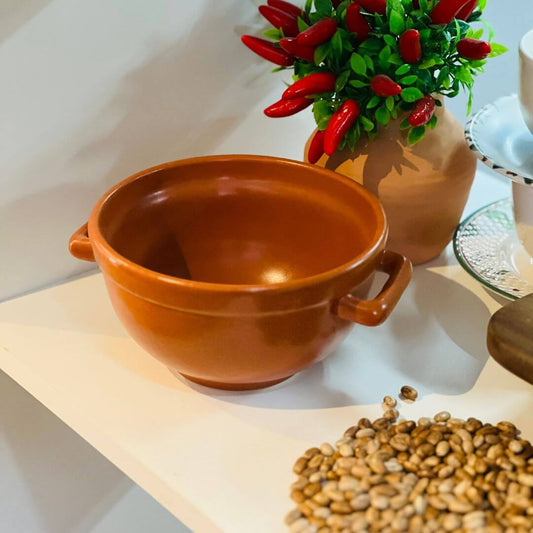 Bowl Liso com Alça Caramelo Fosco - 15cm