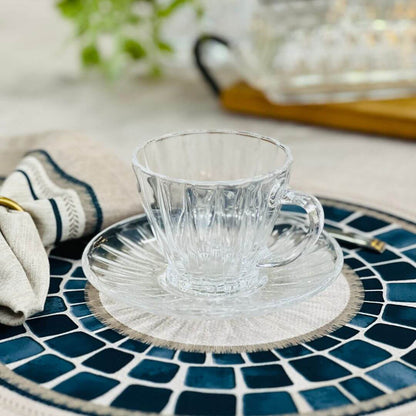 Conjunto de 2 Xícaras Com Pires Para Chá de Cristal Ecologico Com Pires Radial - 180ml