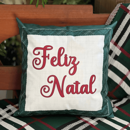 Capa Natalina Estampada Feliz Natal 43x43cm