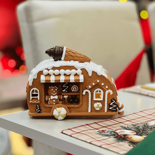 Trailer Natalino de Resina Gingerbread Com Led 12,5cm