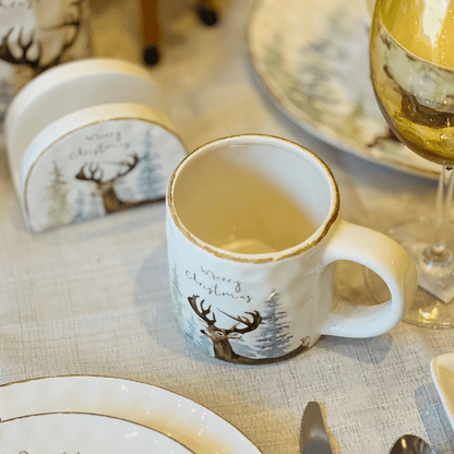 Caneca Natalina Alce de Dolamita 400ml 14x9,5cm
