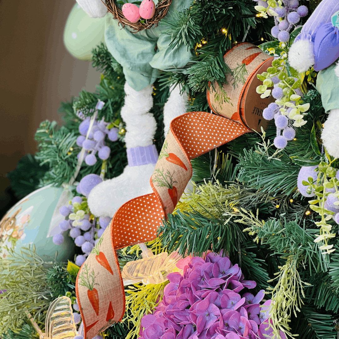 Fita Decorativa Aramada Cenouras 6,3cm x 9,14m - Dupla Face