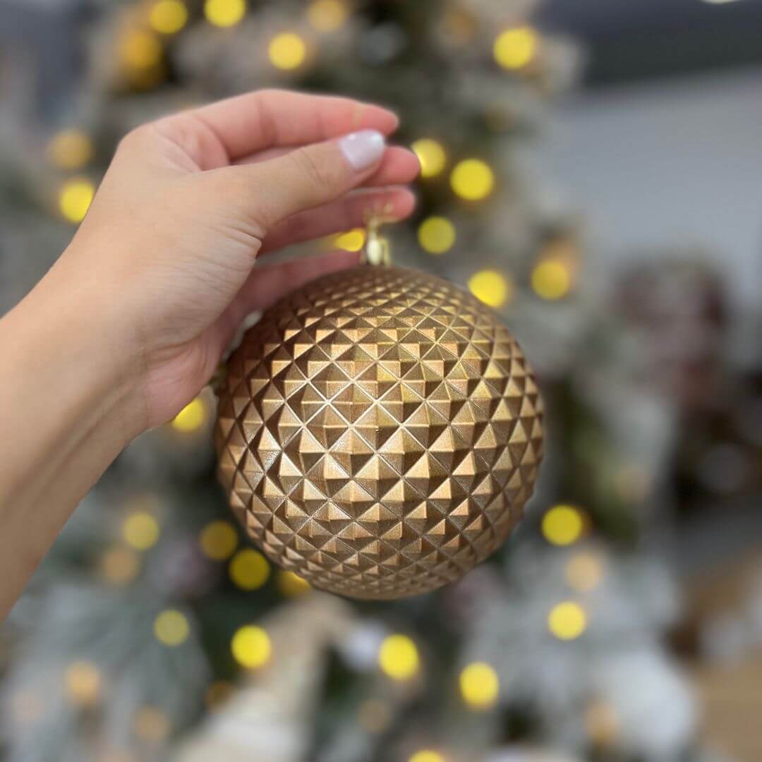 Kit 3 Bolas de Natal Decoradas Marrom - 12cm