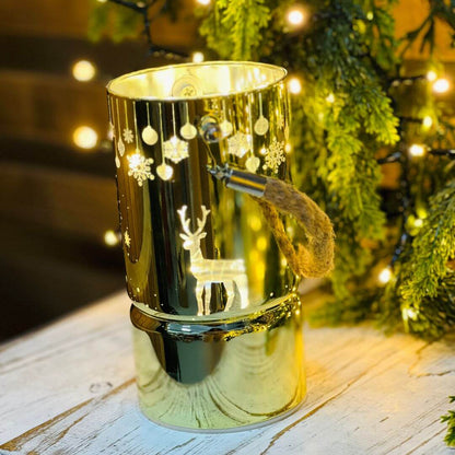 Luminária Decorada Dourada com LED - 15 cm