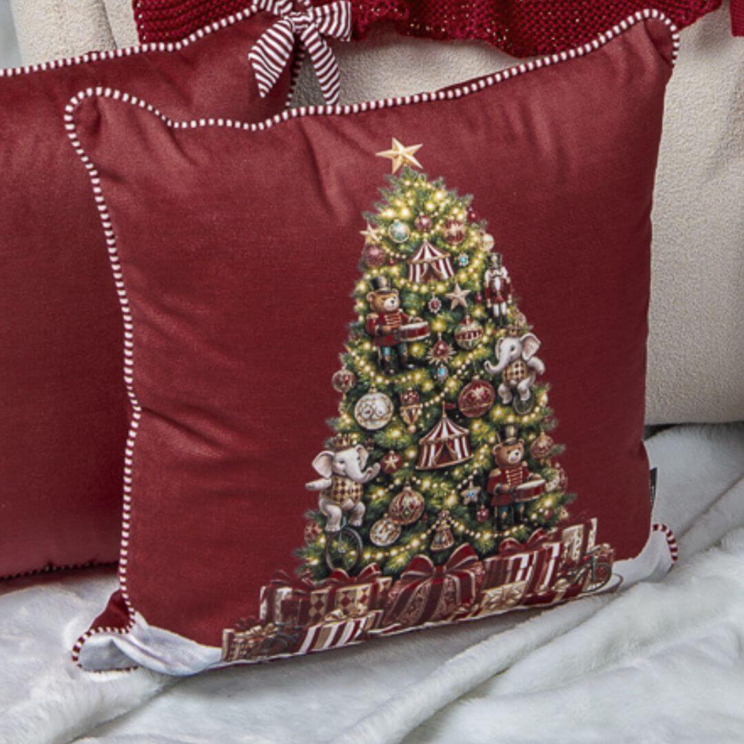 Capa Natalina Árvore  com Cordone (CIRCO) 43 x 43cm